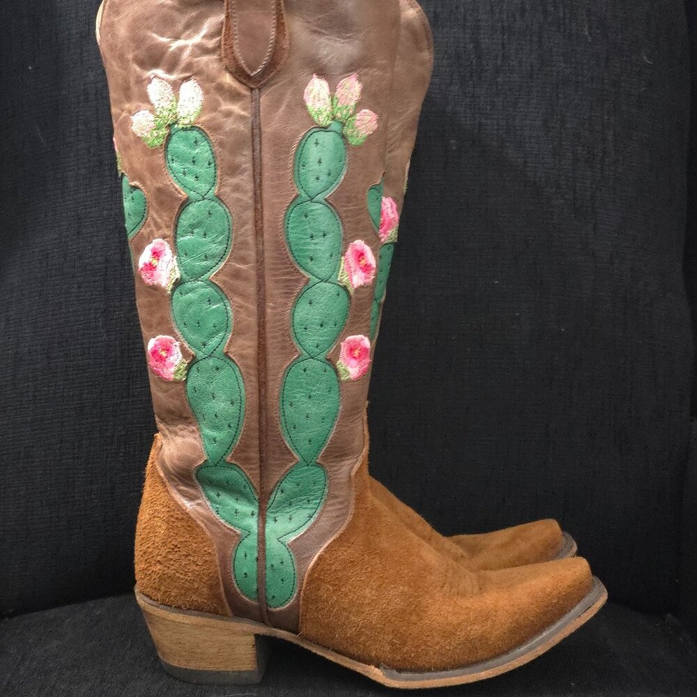 Junk Gypsy by Lane Hard to Handle Cactus Flower Snip Toe Boots- Size 7 1/2 - Picture 2 of 16
